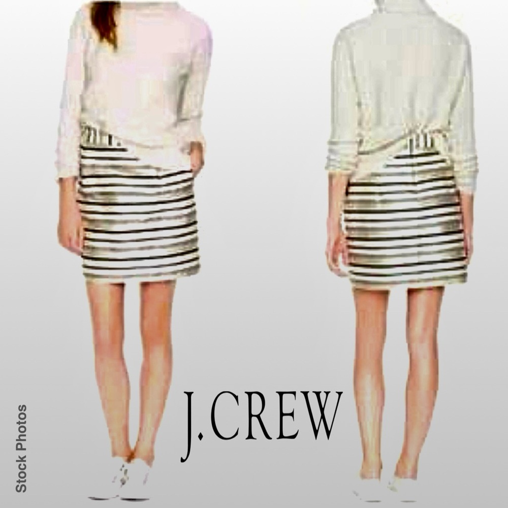 J. Crew Silk Blend Metallic Gold & Cream Striped Mini Skirt (8) - Picture 14 of 16